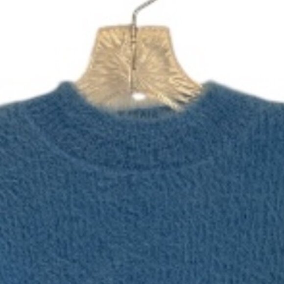 Willow & Wind Fuzzy Cropped Mock Neck Sweater Women's S Blue EUC - Picture 2 of 5